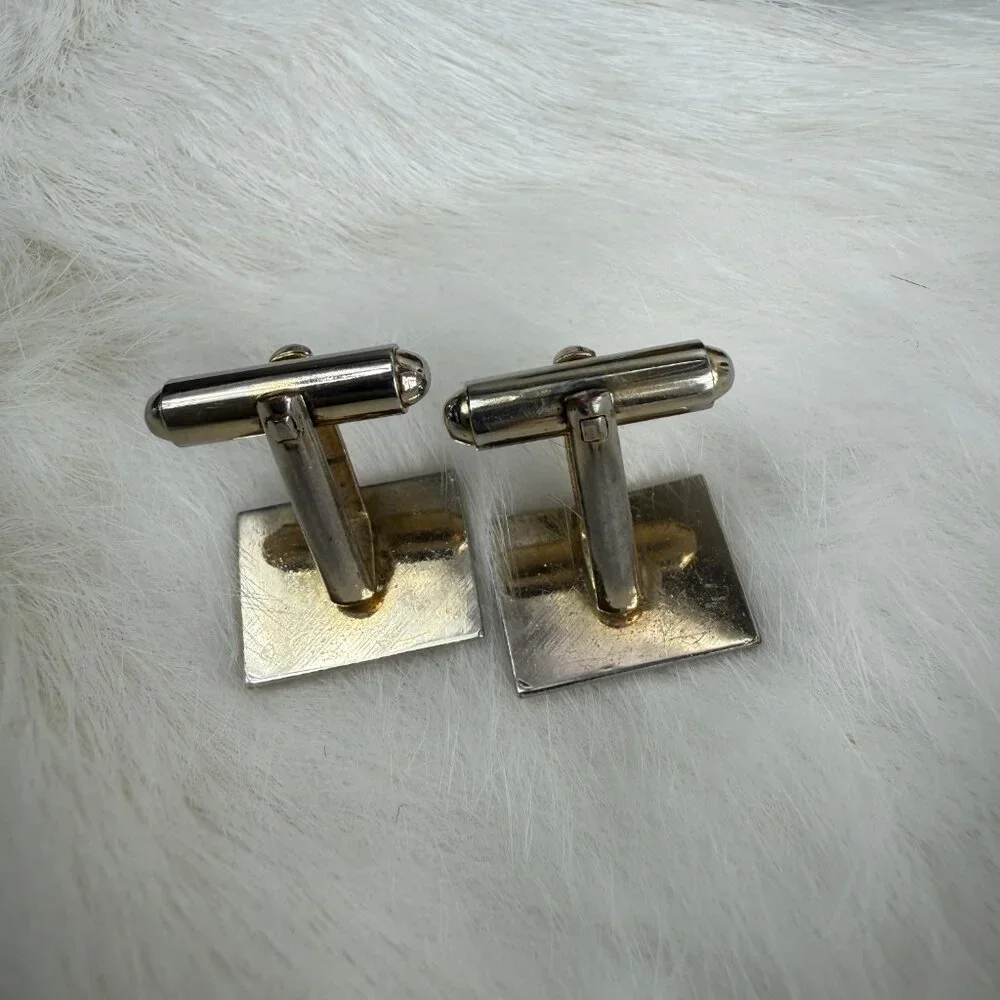 Vintage Gold Tone Rectangle Cuff Links Etched